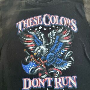 6-2026-BLACK 'These Colors Don't Run' Eagle Graphic Tee. medium,cotton